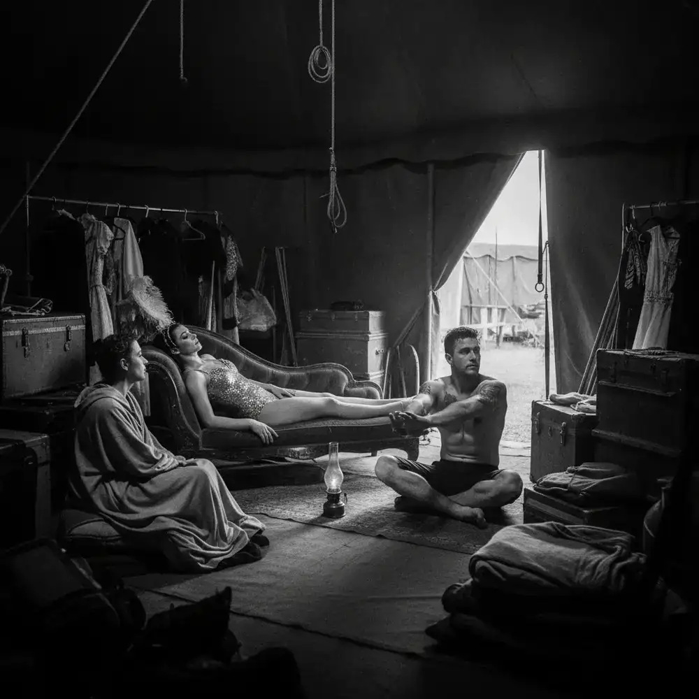 Artistas descansando antes del show
